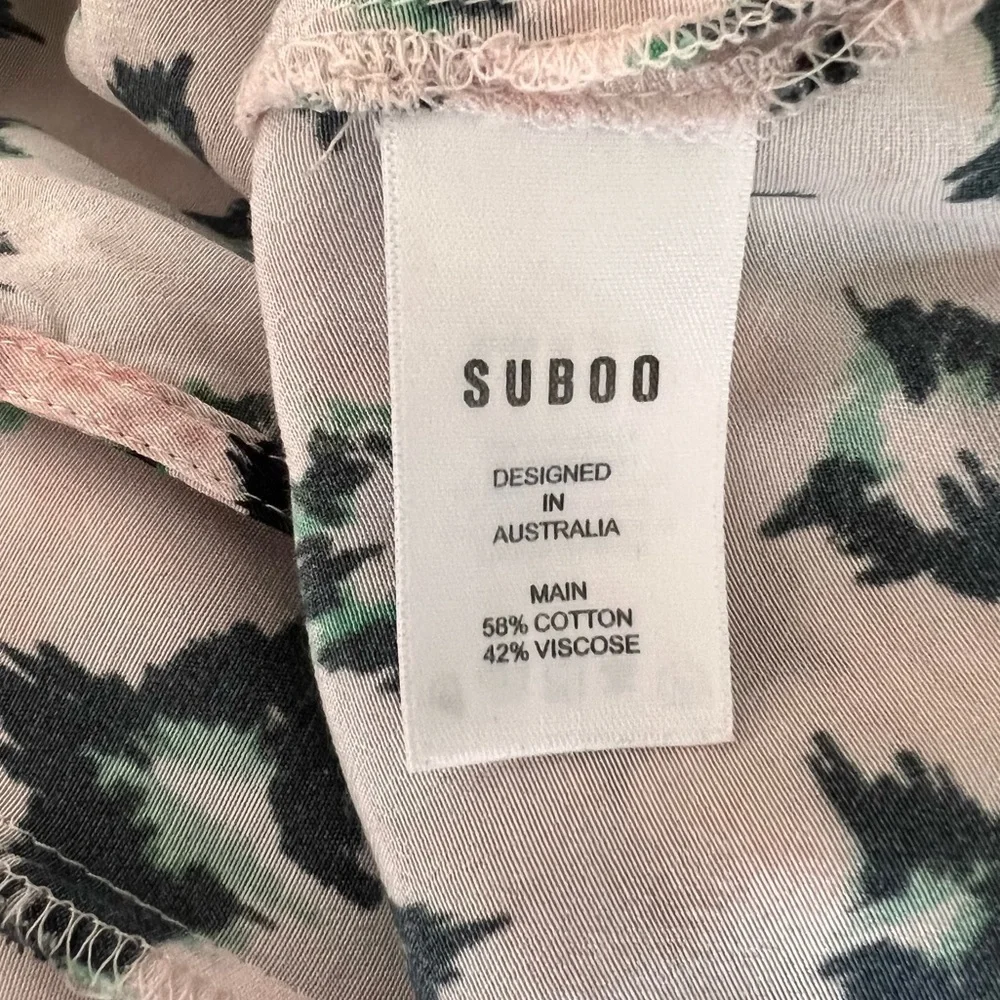 Revolve Suboo Pink & Green Ikat Wrap Cutot Midi Dress - Picture 8 of 11